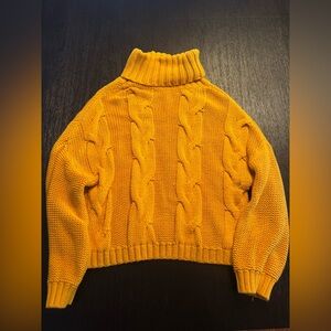 Cable Knit Turtleneck Sweater - Mustard Yellow (Worn Once, Like NEW)